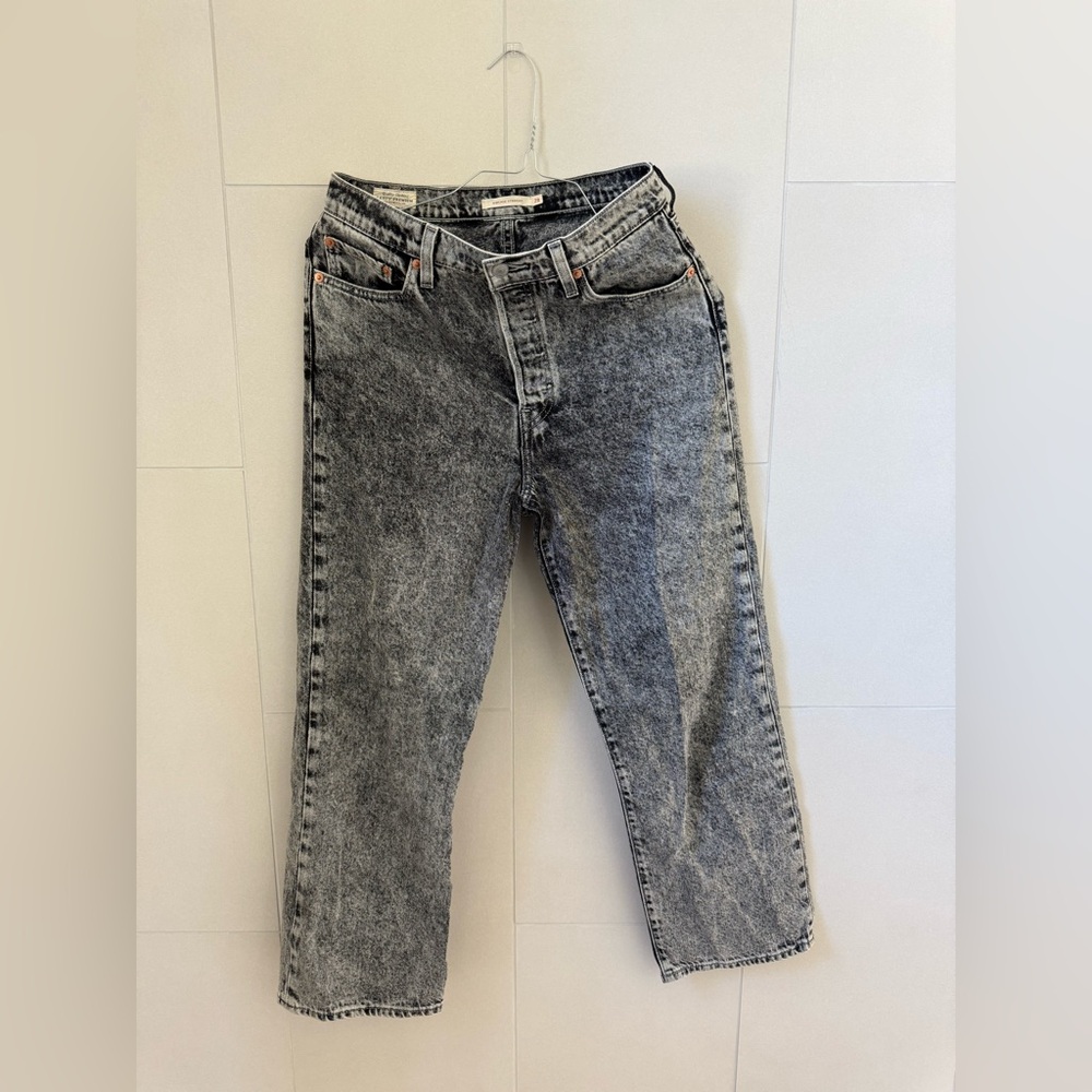 Levi’s ribcage high waist jeans.